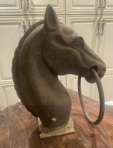 Antique Horse Head Hitching Post Fence Topper 1900s 6.5 Lbs Cast Iron Cover