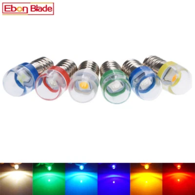 E10 LED Bulb 6V 6 Volt DC MES 1447 Screw Lamp For Torch bike bicycle 7 Colors - Image 1 of 4