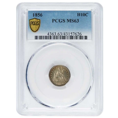 1856 H10c Seated Liberty Half Dime PCGS MS63 Blue Label Cover