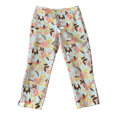 Casual Corner Vintage Floral Boho Capri Pants Size 4 Multicolor Stretch - Image 1 of 4