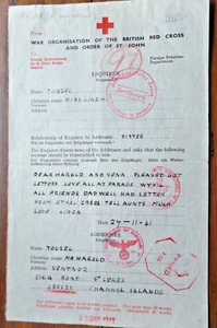 Jersey UK Red Cross message 1941 to Jersey and reply with Berlin censor - Picture 1 of 2