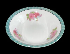 Vintage Yamatsu Japan Lusterware 7” Salad Bowl Blue Trim & Red/Pink Roses EUC - Picture 1 of 5