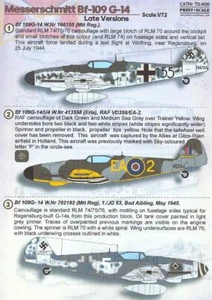 Print Scale Decals 1/72 MESSERSCHMITT Bf-109G-14 German WWII Fighter - Picture 1 of 4