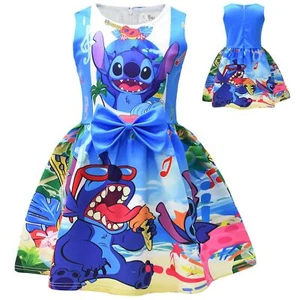 Lilo & Stitch Summer Dress Girls Girls Princess Dresses A-Line Twirl Dress Baby - Picture 1 of 8