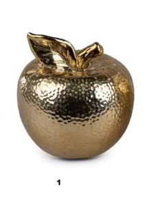 Deko Figur Apfel Obst Vintage - Gold ca 21 cm Dekoelement Geschenkidee Keramik - Bild 1 von 1