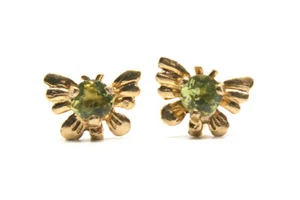9ct Gold Peridot Studs Butterfly earrings Gift Boxed Made in UK Birthday Gift - Picture 1 of 6