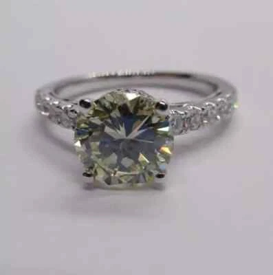 18K Gold Hidden Halo Diamond Engagement Ring Center=1.75 Fancy Yellow Value=$29K - Image 1 of 4