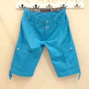 M+FG Marithe Francois Girbaud Blue Camper Cargo Relaxed Shorts Turquoise Teal 40 - Picture 1 of 7