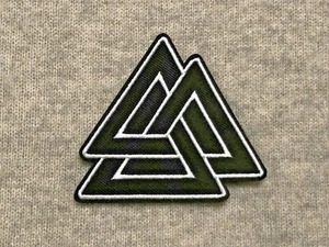 Triangle Valknut Symbol Iron On Patch Viking Odin Live Afterlife 7.5 x 6.5 cm - Picture 1 of 3
