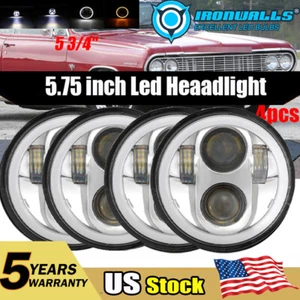 4PCS 5 3/4" 5.75"inch LED Headlights Sealed For Chevy Impala Bel Air El Camino - Picture 1 of 12