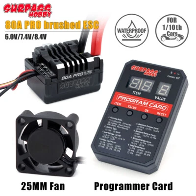 Surpass Hobby 80A Brushed Regler wasserdicht für RC 1/10 Raupenwagen 540/550 Motor - Bild 1 von 4