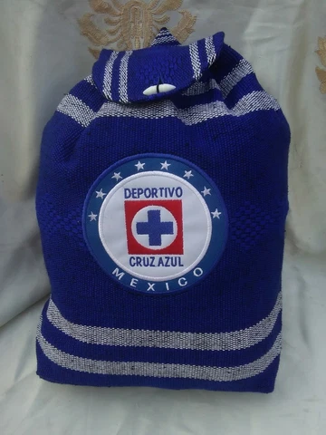 Deportivo CRUZ AZUL Mexican Backpack Boho Colorful Woven Baja Bag Aztec Cover
