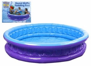 72-inch Waffle Round Paddling Pool Inflatable Family Splash Pool Garden Play - Picture 1 of 5