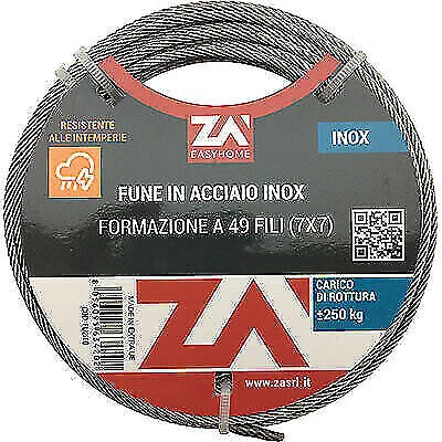 FUNE ACCIAIO INOX D.MM 3 L.MT 10 PZ 1 - Immagine 1 di 1