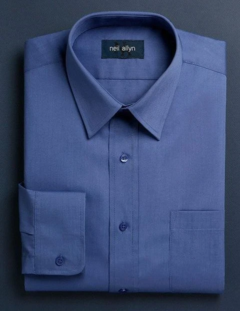 Nuevo con etiquetas. Talla XS - 5XL. Camisa de vestir azul francés con cuello acostado para hombre. Foto 1 de 1