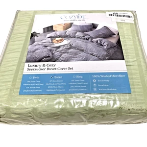 Acogedora funda nórdica de lujo Queen 2 fundas de almohada ultra suave verde salvia - Imagen 1 de 5