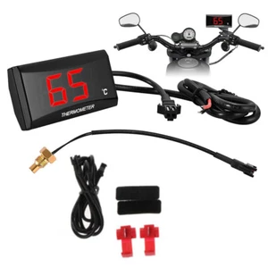 Digital Motorrad Kühlwasser Temperaturanzeige Thermometer Sensor Rot LCD 12V DE - Bild 1 von 11