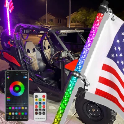 3 pies para Can-AM Maverick Trail 1000 850 X3 Turbo Espiral RGB LED Látigo Luz Persecución Foto 1 de 4