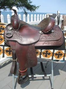 15'' CIRCLE Y SWEET HOME TEXAS EQUITATION WESTERN TRAIL SADDLE SQH BARS - Picture 1 of 14