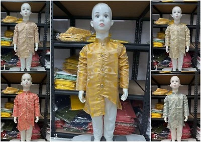 Wedding Ethnic Wear Jacquard Kurta Pajama Set For Boy's & Kid's  SP-BM - Image 1 of 2