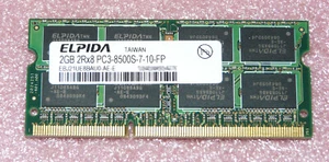 2GB DDR3 RAM 2Rx8 PC3-8500S-7-10-FP Elpida Notebook Arbeitsspeicher - Bild 1 von 1