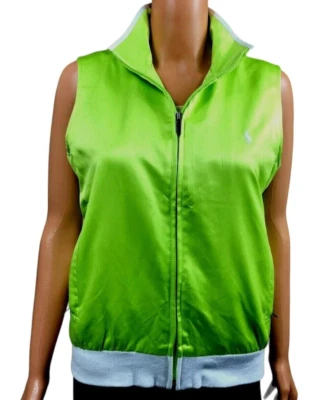 Ralph Lauren Golf Mujer Polo Cremallera Completa Chaleco Verde Blanco Brillante Bombardero Mediano Foto 1 de 4