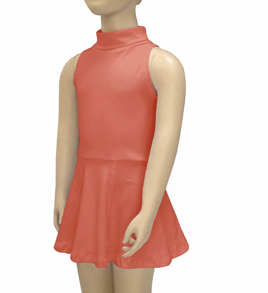 Vestido patinador cuello alto plegable sin mangas de algodón spandex para niñas de Emily Chen Foto 1 de 1