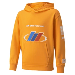 PUMA Bmw Mms Street Logo Pullover Hoodie Youth Boys Orange Casual Athletic Outer - Picture 1 of 2