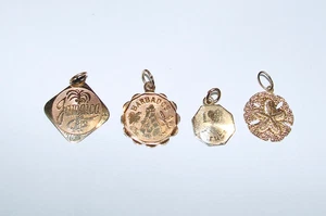 14K GELBGOLD 4 REISE CHARMS ARUBA JAMAIKA SAND DOLLAR BARBADOS ANHÄNGER 1,37G - Bild 1 von 8