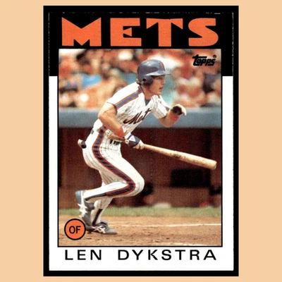 Len Dykstra Rookie #53 1986 Topps New York Mets cartão de beisebol MLB QUASE PERFEITO - Imagem 1 de 4