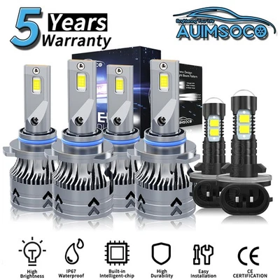 6x LED Headlight Kit Bright White Bulbs For Oldsmobile Custom Cruiser 1990-1992 - Image 1 of 4