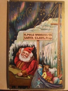 1909 Christmas Postcard Santa Claus North Pole Wireless Co. - Picture 1 of 3