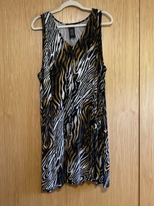 Premise Women's Zebra Print Sleeveless Soft Rayon Stretch V-Neck Dress Size XXL - Picture 1 of 7
