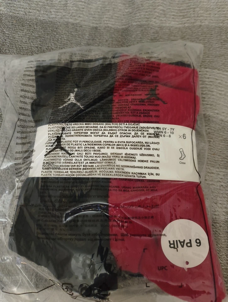 Jordan 6 Pack Multicolor Crew Socks Size 5y-7y - Image 1 of 4