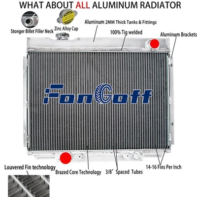 Aluminum 4-Row Radiator For 1968-1970 Ford Mustang Torino Ranchero Fairlane V8 Foto 1 de 4