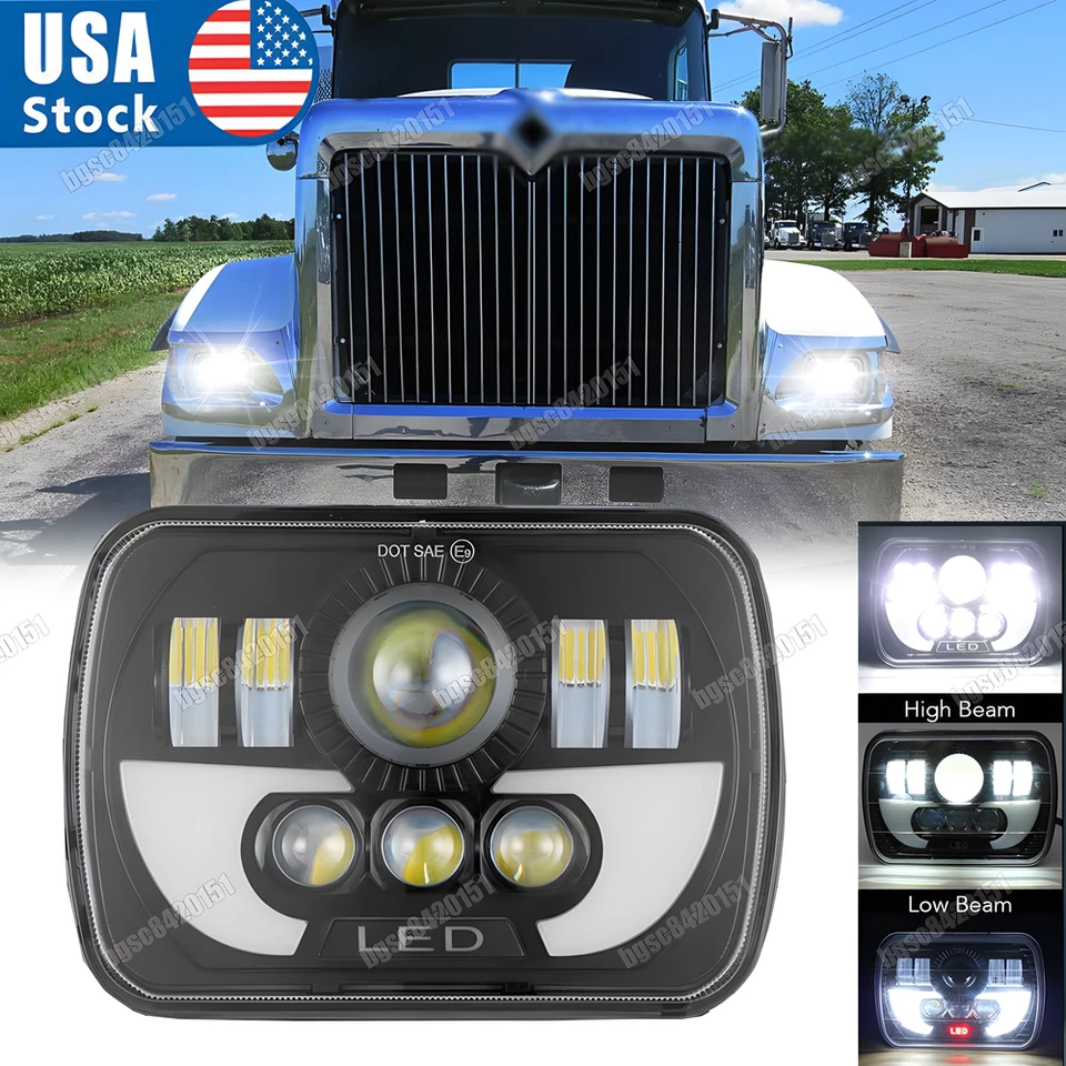 Faro LED 7x6 5x7" DRL haz alto/bajo para cosechadora internacional 9400i 9200 SBA Foto 1 de 4