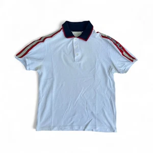 Authentic Gucci Polo Shirt Stripe Logo Sleeve White size S - Picture 1 of 19