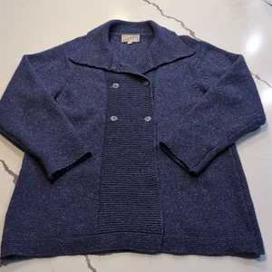 Cárdigan Suéter Kerry Traditions Lana y Seda Hecho en Irlanda Azul Talla Grande - Imagen 1 de 11