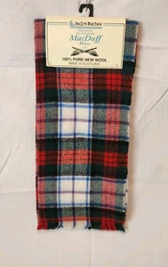 Ingles Buchan Plaid Wool Scarf Made In Scotland Boxwood Red Whortleberry NEW  - Picture 1 of 5