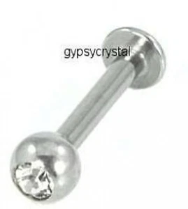 Clear 4mm Gem Stud Steel Labret Ear Lobe Cartilage Helix Tragus 14g 10mm - Picture 1 of 1
