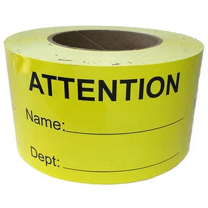 Etichette adesive gialle scrivibili "ATTENZIONE" - 3" per 5" - 500 ct - Foto 1 di 2