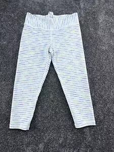 Ivivva Girls Size 14 Cropped Leggings White W/ Blue & Green Stripes Stretchy Wai - Picture 1 of 6