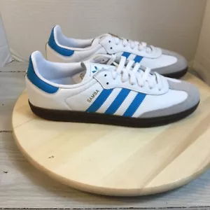 Adidas Originals Samba OG JR0612 White/Shock Cyan/Gum Shoes Sz 10.5 New! - Picture 1 of 8