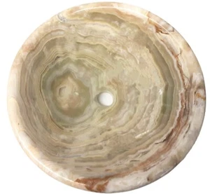 green onyx natural round vessel polished marble stone modern bathroom sink - Picture 1 of 4