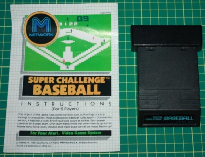 Atari 2600 Game Cart and Manual: M Network Super Challenge Baseball - Image 1 of 2