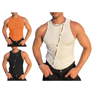 Hombres Chaleco Informal Camiseta sin Mangas Club Blusa Fiesta Disfraz Moda Camisetas Músculo Gimnasio - Imagen 1 de 46