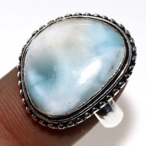 Larimar 925 Silver Plated Top Quality Gemstone Ring US 9 Elegant Gift GW - Picture 1 of 3
