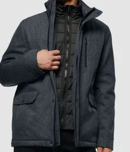 $250 Marc New York Men's Gray Melange Tech Funnel Collar Coat Jacket Size XL - Picture 1 of 3