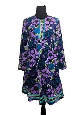 Hartstrings Corduroy Purple Floral Long Bell Sleeve Modest Dress Girls size 16 - Image 1 of 4
