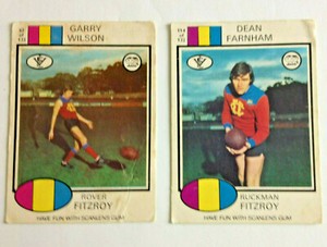 Fitzroy Football Club Gary Wilson Dean Farnham 1975 Scanlens Footy Cards VFL AFL